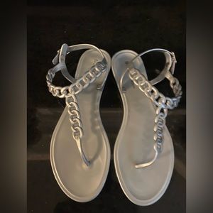 BCBGENERATION gray jelly sandals for women.